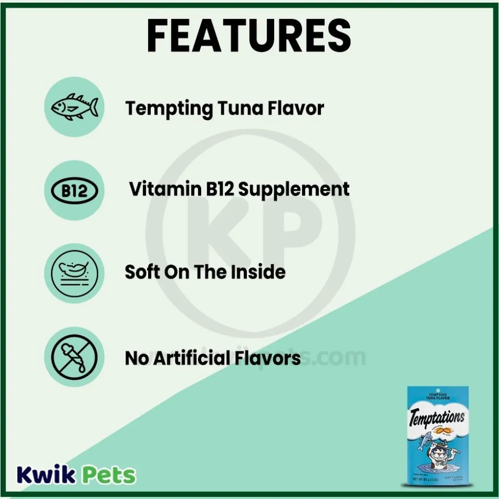 Temptations Classics Crunchy & Soft Adult Cat Treats Tempting Tuna 3-oz