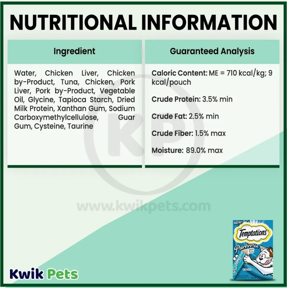Temptations Creamy Creamy Purée Lickable Cat Treats Tuna 1.7-oz