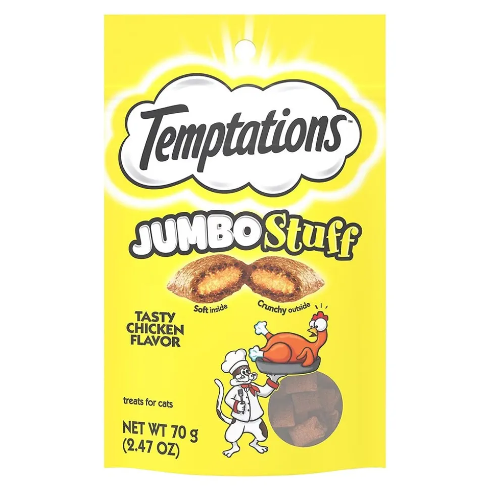 Temptations Jumbo Stuff Soft & Crunchy Cat Treats Tasty Chicken 2.47-oz