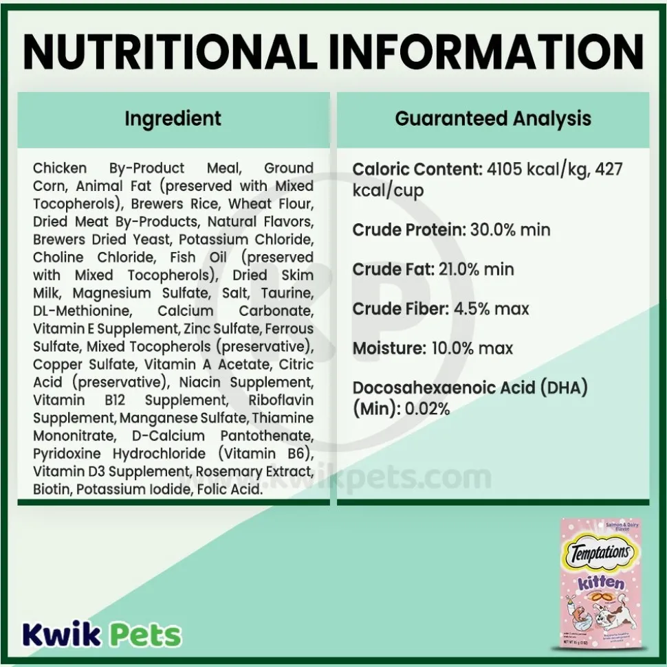 Temptations Kitten Cat Treat Salmon & Dairy 3-oz