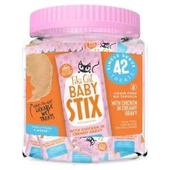 Tiki Pets Cat Baby Stix Lickable Cat Treats Chicken in Creamy Gravy 0.28-oz Pouches 42 Count