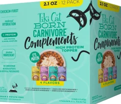 Tiki Pets Cat Born Carnivore Complements Variety Pack Wet Cat Food Topper 2.1-oz Pouch 12 Count