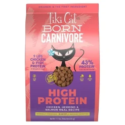 Tiki Pets Cat Born Carnivore High Protein Dry Cat Food Chicken, Herring & Salmon 11.1-lb