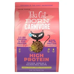 Tiki Pets Cat Born Carnivore High Protein Dry Cat Food Chicken, Herring & Salmon 2.8-lb