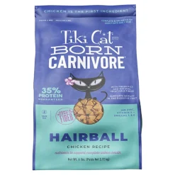 Tiki Pets Cat Born Carnivore Hairball Control Grain-Free Adult Dry Cat Food Chicken 6-lb