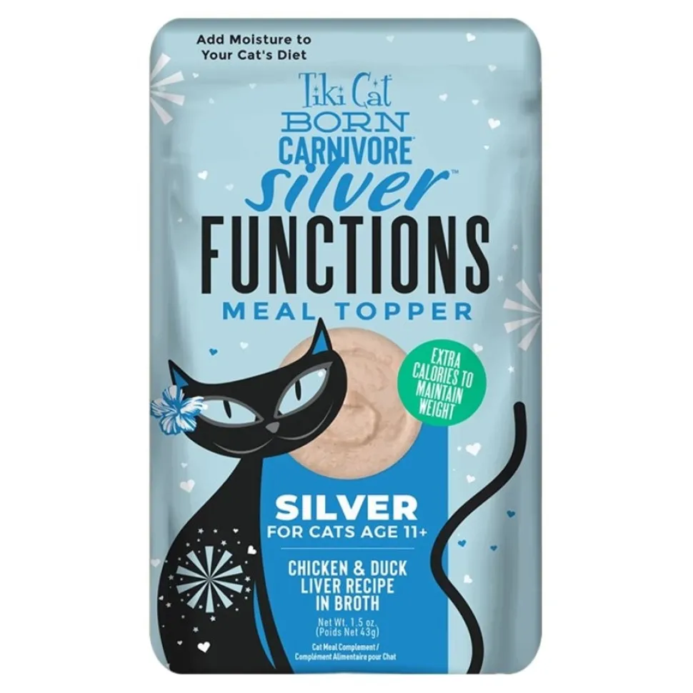 Tiki Pets Cat Born Carnivore Silver Functional Cat Food Topper Chicken & Duck Liver 1.5-oz