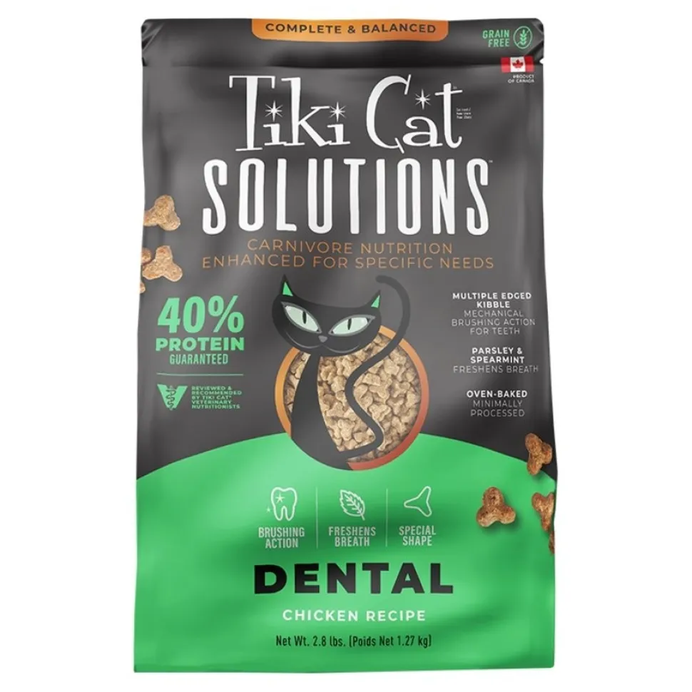 Tiki Pets Cat Solutions Dental Grain-Free Dry Cat Food Chicken 2.8-lb
