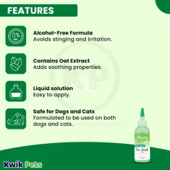 TropiClean Alcohol Free Ear Wash for Dogs & Cats 4-oz