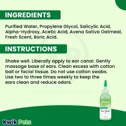 TropiClean Alcohol Free Ear Wash for Dogs & Cats 4-oz
