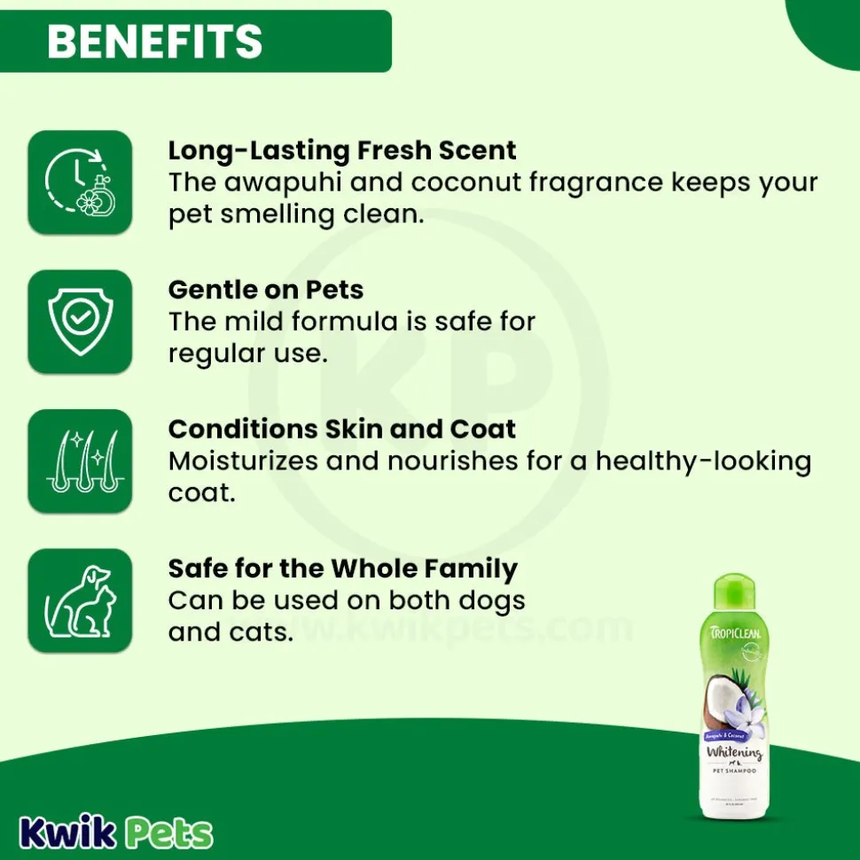 TropiClean Awaphui and Coconut Whitening Dog & Cat Shampoo 20-oz