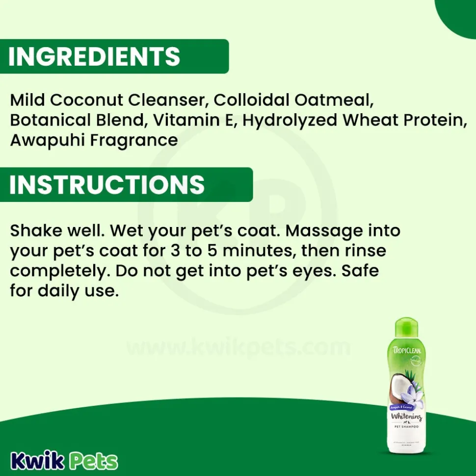 TropiClean Awaphui and Coconut Whitening Dog & Cat Shampoo 20-oz