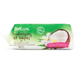 TropiClean Berry + Coconut Tushy & Paw Wipes for Dogs & Cats 100 Count
