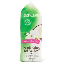 TropiClean Berry + Coconut Tushy & Paw Wipes for Dogs & Cats 100 Count