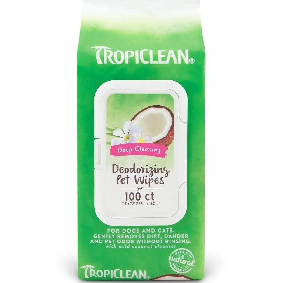 TropiClean Berry + Coconut Tushy & Paw Wipes for Dogs & Cats 100 Count