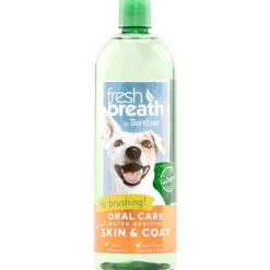 TropiClean Fresh Breath Oral Care Water Additive Plus Skin & Coat for Dogs 33.8-oz