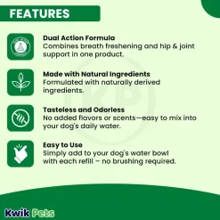 TropiClean Fresh Breath Oral Care Water Additive Plus Hip & Joint for Dogs 16-oz