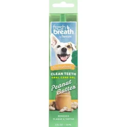 TropiClean Fresh Breath Peanut Butter Clean Teeth Oral Care Gel for Dogs 2-oz
