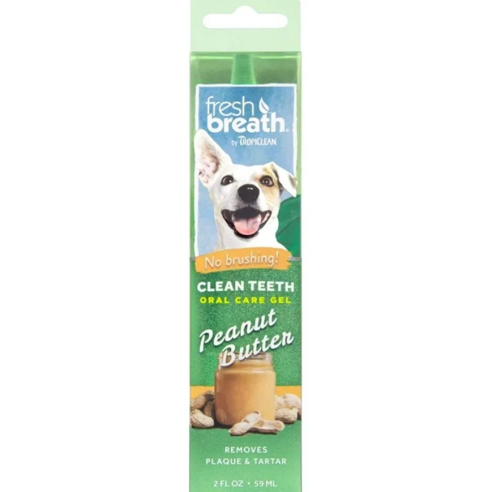 TropiClean Fresh Breath Peanut Butter Clean Teeth Oral Care Gel for Dogs 2-oz