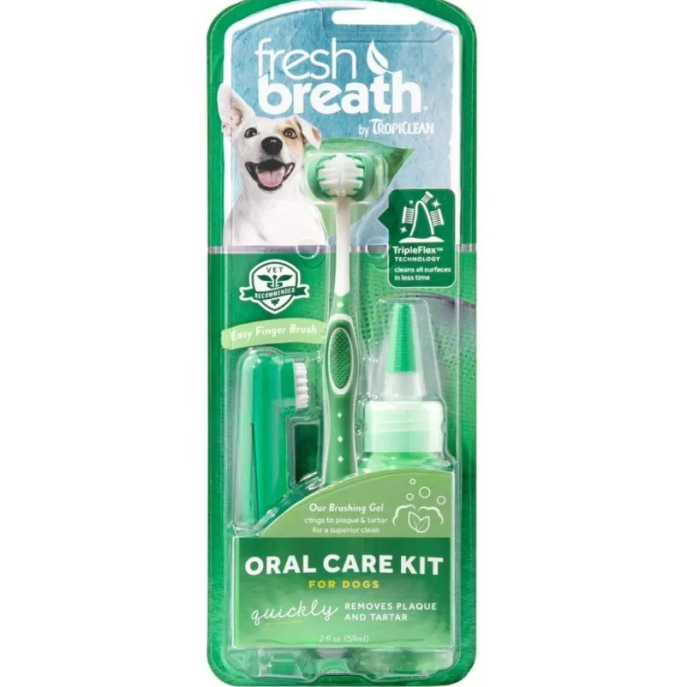 TropiClean Fresh Breath Plaque & Tartar Control Oral Care Kit for Large Dogs
