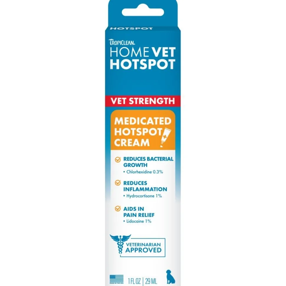 TropiClean HomeVet Medicated Itch Relief Dog Hot Spot Cream 1-oz