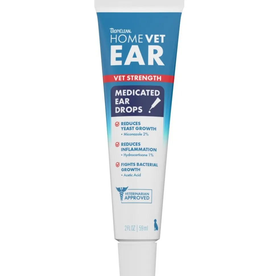 TropiClean HomeVet Medicated Dog Ear Drops 2-oz