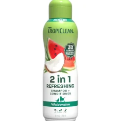 TropiClean 2-in-1 Refreshing Pet Shampoo + Conditioner for Dogs & Cats Watermelon 20-oz