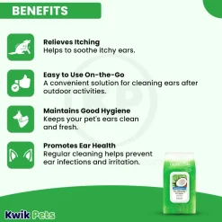 TropiClean Mild Coconut Deodorizing Ear Cleaning Wipes for Dogs & Cats 50 Count