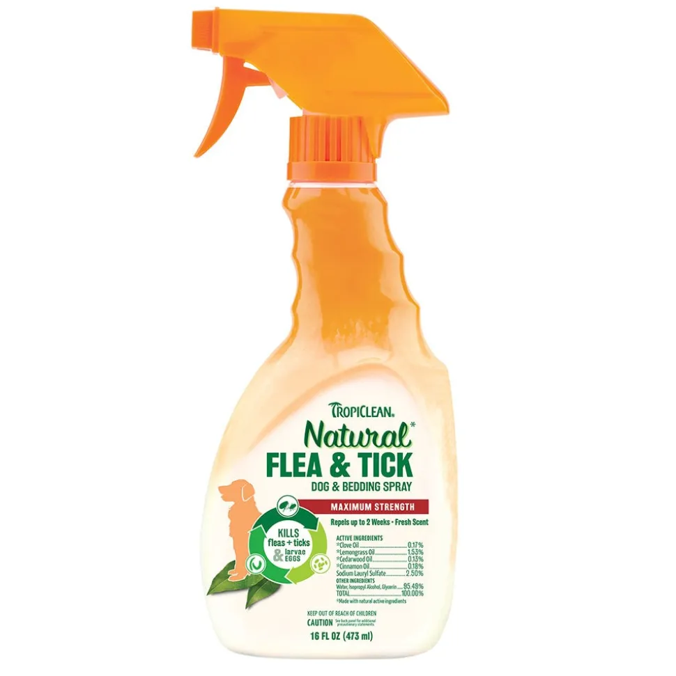 TropiClean Natural Flea & Tick Treatment Spray for Dogs 16-oz