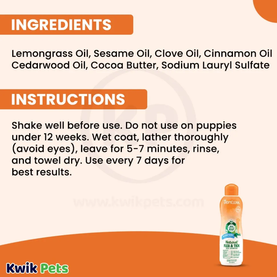 TropiClean Natural Flea & Tick Soothing Shampoo for Dogs 20-oz