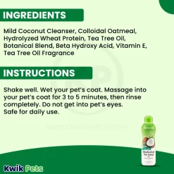TropiClean Oatmeal & Tea Tree Medicated Itch Relief Dog & Cat Shampoo 20-oz