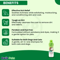 TropiClean Oatmeal & Tea Tree Medicated Itch Relief Dog & Cat Shampoo 20-oz