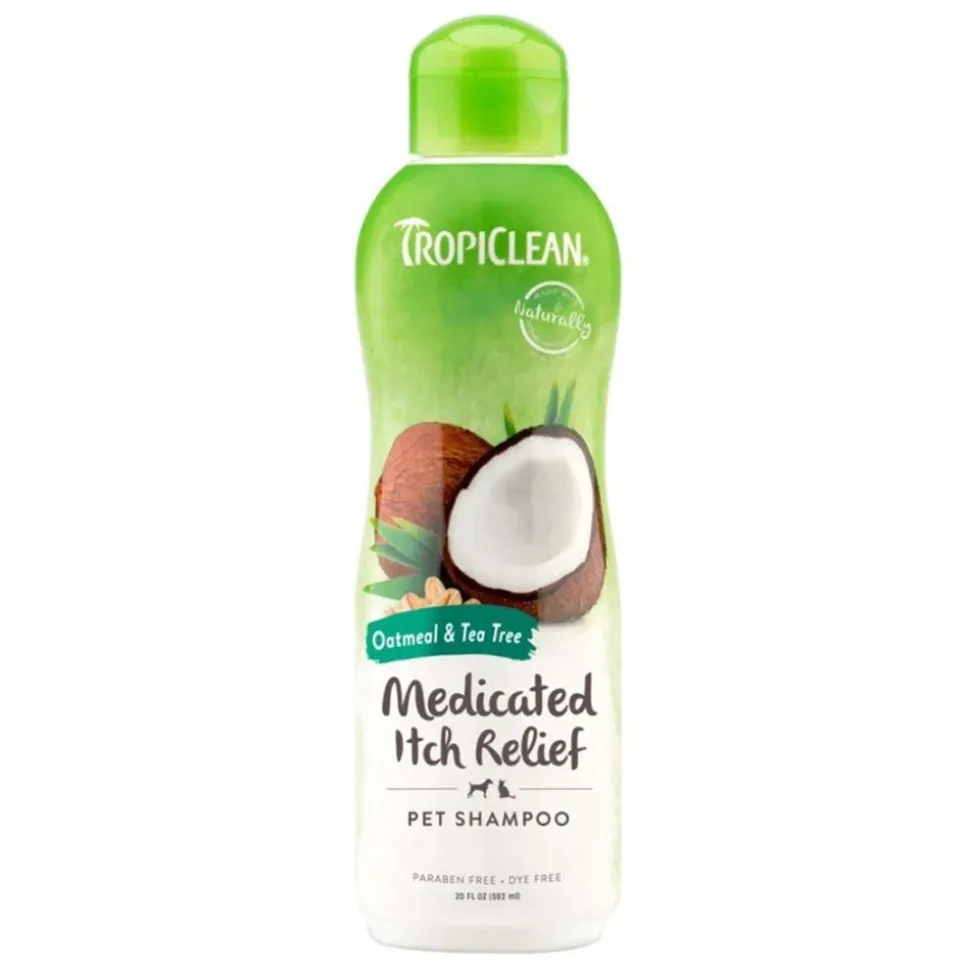 TropiClean Oatmeal & Tea Tree Medicated Itch Relief Dog & Cat Shampoo 20-oz