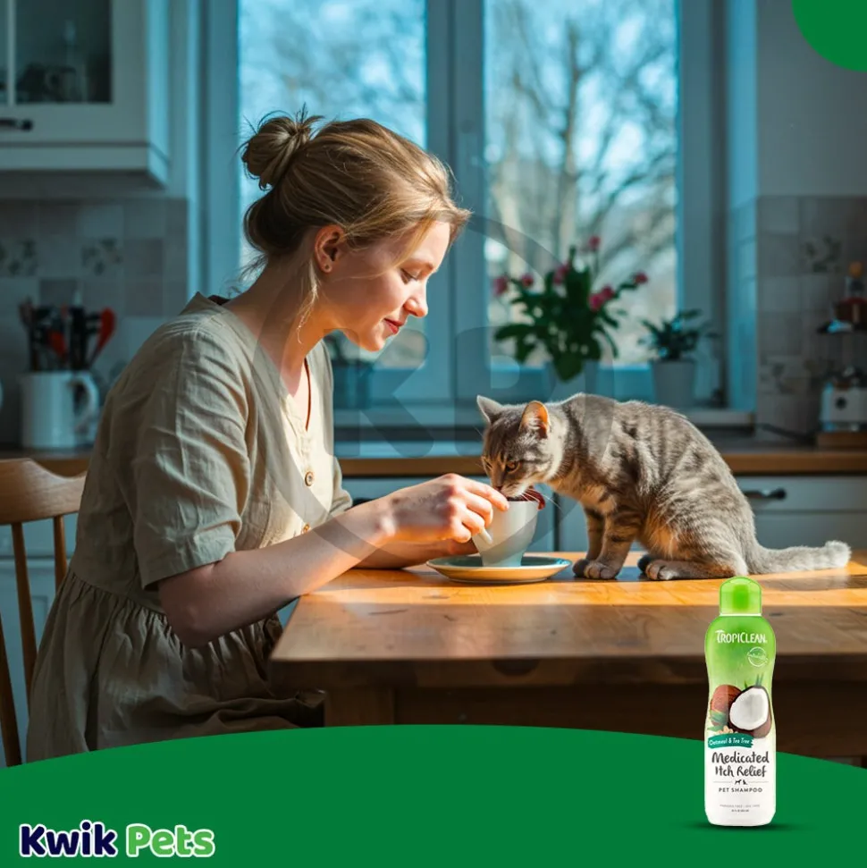 TropiClean Oatmeal & Tea Tree Medicated Itch Relief Dog & Cat Shampoo 20-oz