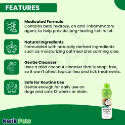 TropiClean Oatmeal & Tea Tree Medicated Itch Relief Dog & Cat Shampoo 20-oz