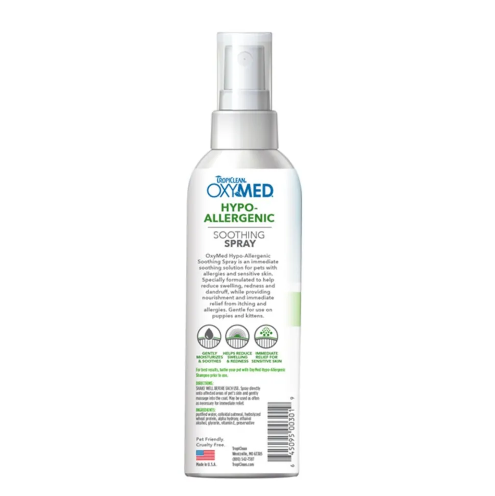 TropiClean OxyMed Hypoallergenic Soothing Spray for Dogs & Cats 8-oz