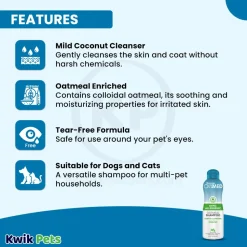 TropiClean OxyMed Hypoallergenic Oatmeal Shampoo for Dogs & Cats 20-oz