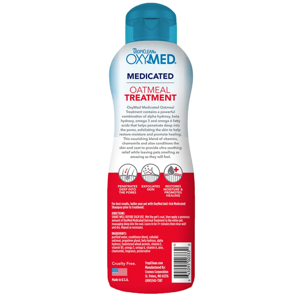 TropiClean OxyMed Medicated Oatmeal Treatment Pet Rinse for Dogs & Cats 20-oz