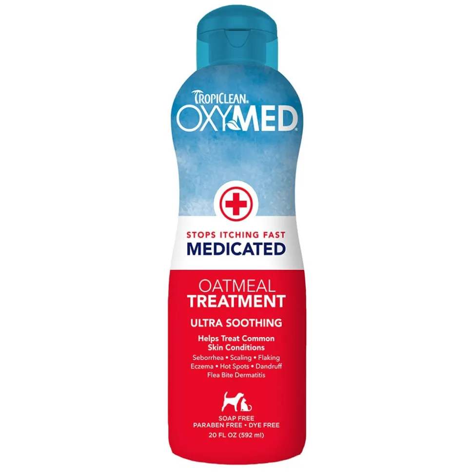 TropiClean OxyMed Medicated Oatmeal Treatment Pet Rinse for Dogs & Cats 20-oz