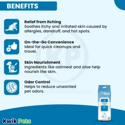 TropiClean OxyMed Soothing All-Purpose Wipes for Dogs & Cats 50 Count