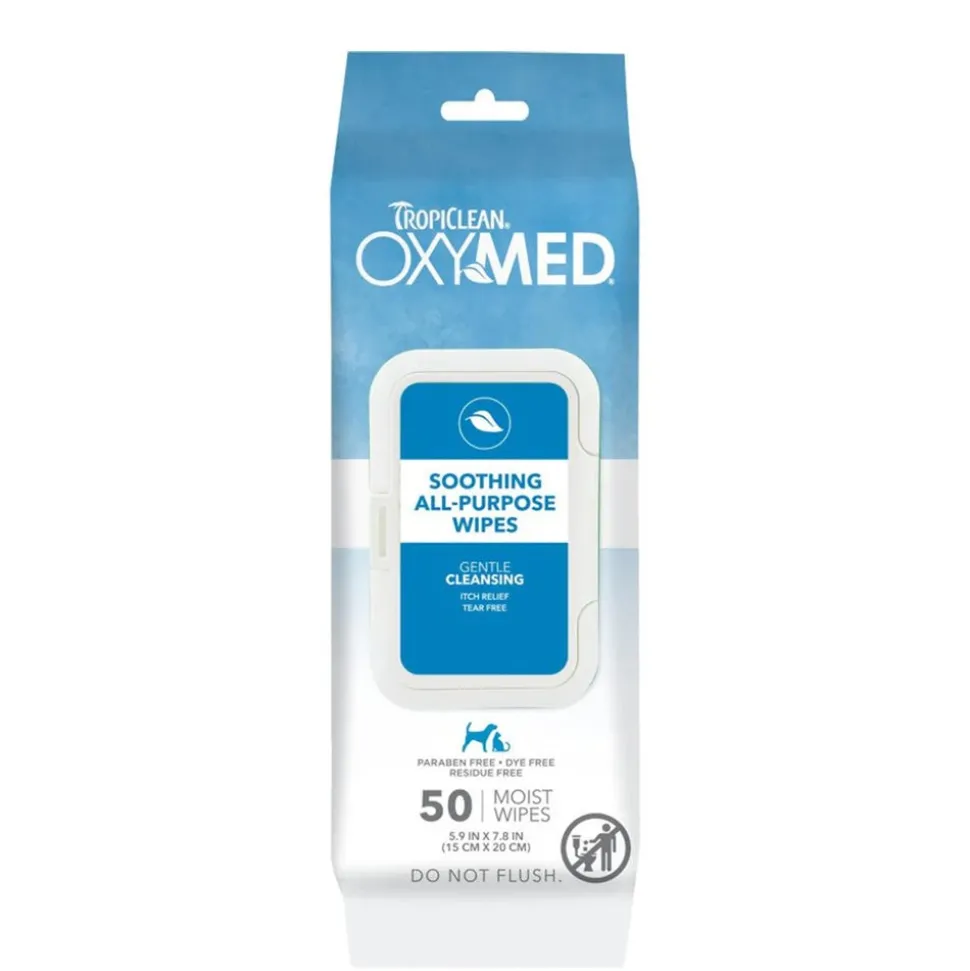 TropiClean OxyMed Soothing All-Purpose Wipes for Dogs & Cats 50 Count