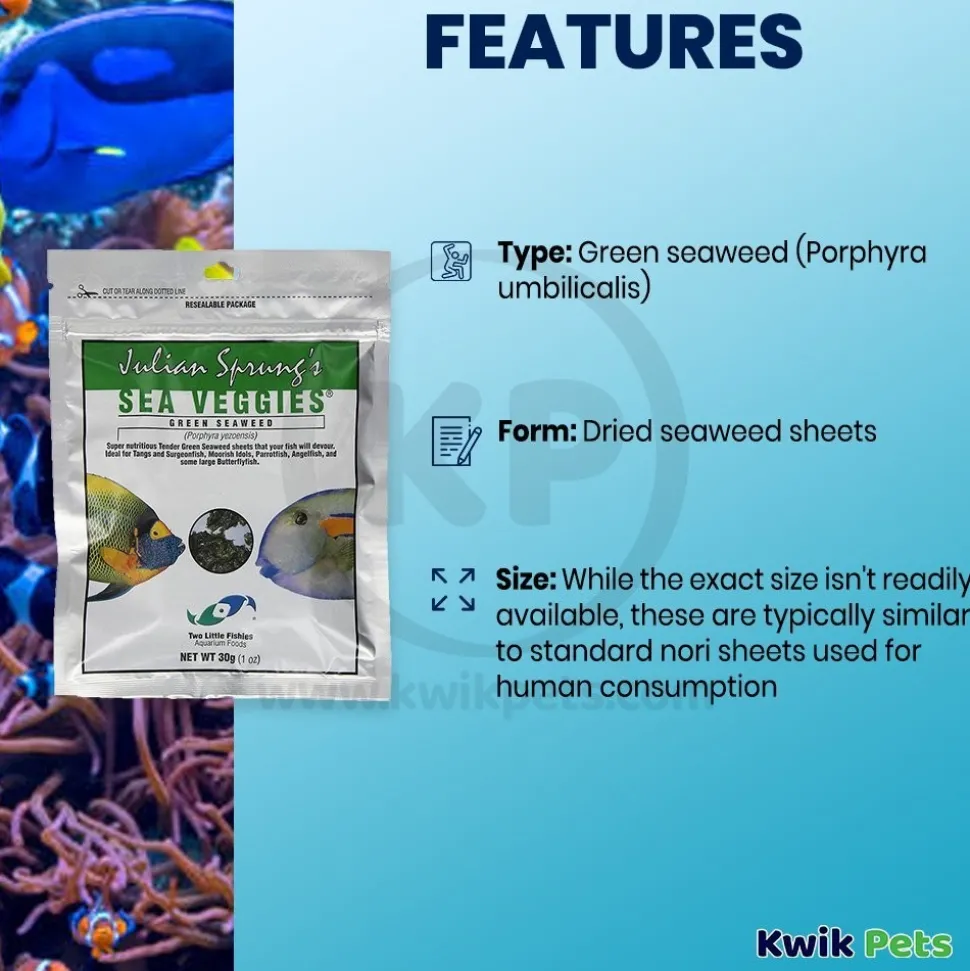 Two Little Fishies Julian Sprung's Seaveggies Green Seaweed Fish Food 1-oz