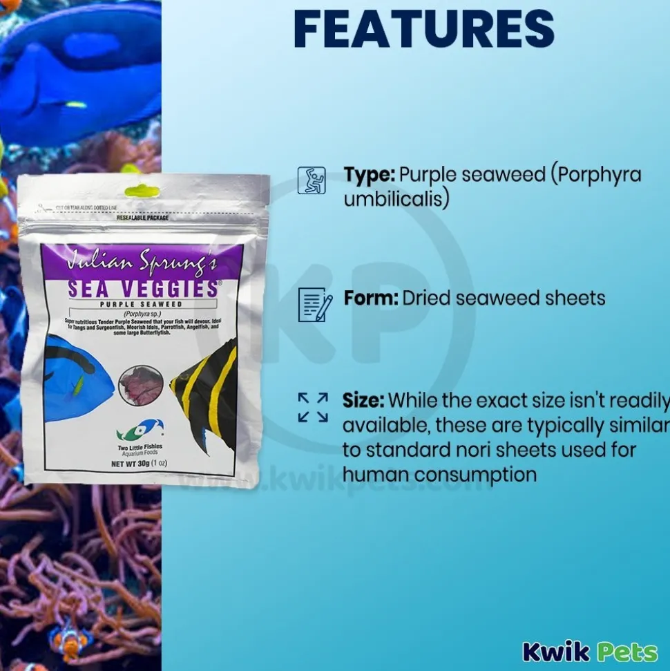 Two Little Fishies Julian Sprung's Seaveggies Purple Seaweed Fish Food 1-oz