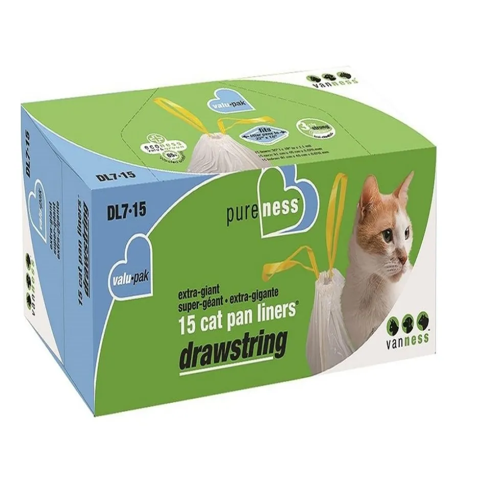 Van Ness Plastics Drawstring Cat Pan Liner Assorted Extra-Giant 15 Count