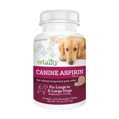 Vetality Canine Aspirin Chewable Tablets 300mg for Large to XL Dogs 120 Count