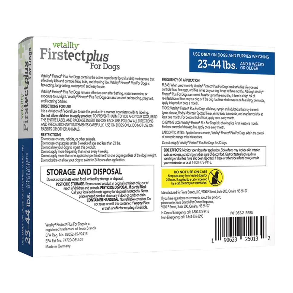 Vetality Firstect Plus Flea & Tick for Medium Dogs 23-44 lbs 3 Count