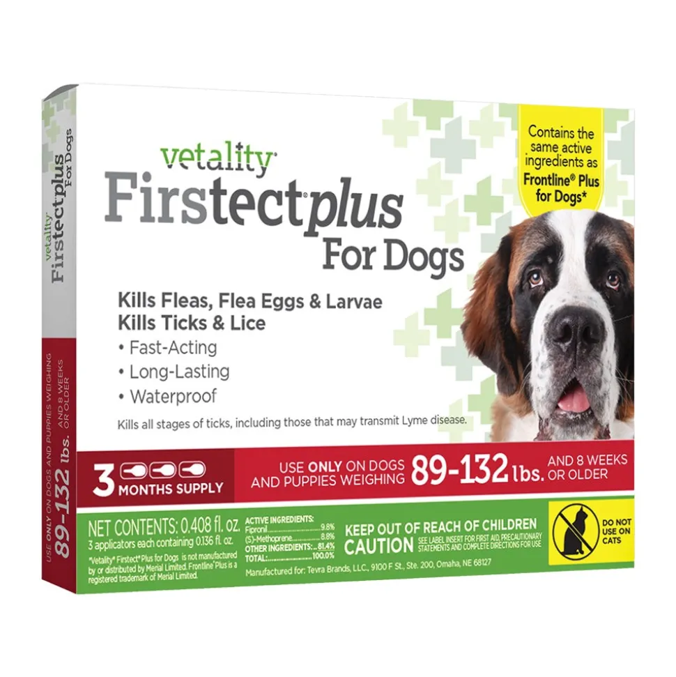Vetality Firstect Plus Flea & Tick for Extra Large Dogs 89-132 lbs 3 Count