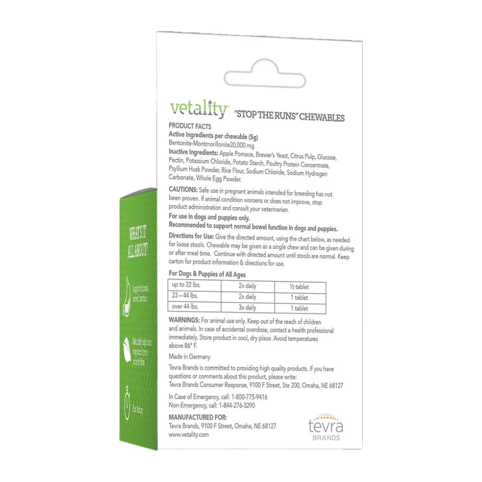 Vetality Stop the Runs Chewables for Dogs 6 Count