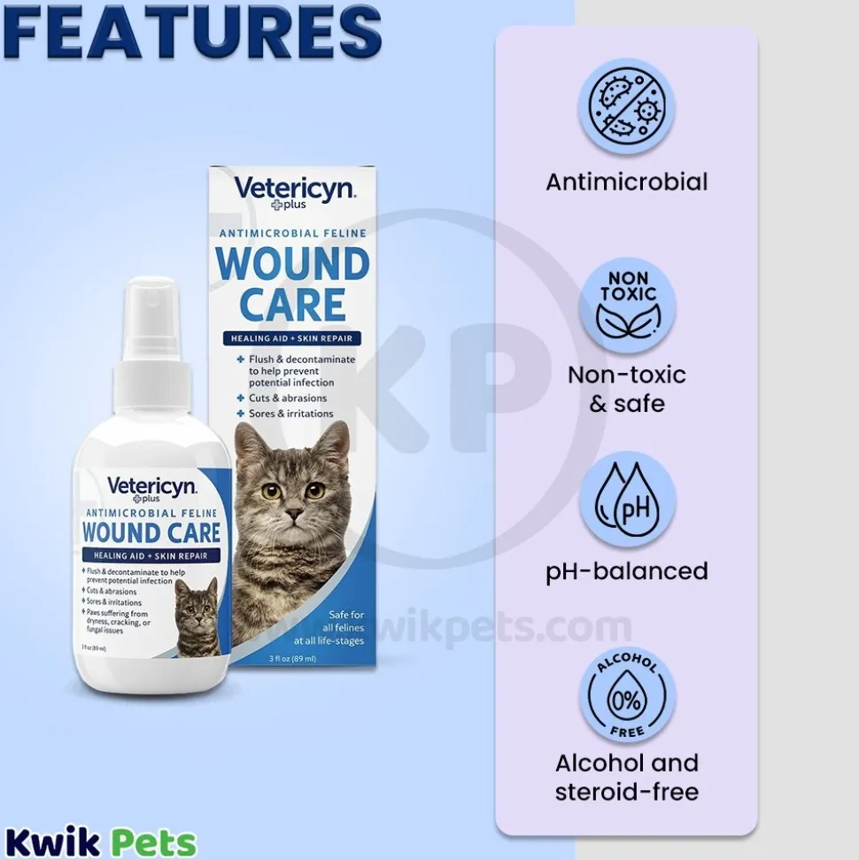 Vetericyn Plus Antimicrobial Feline Wound & Skin Care Spray 3-oz