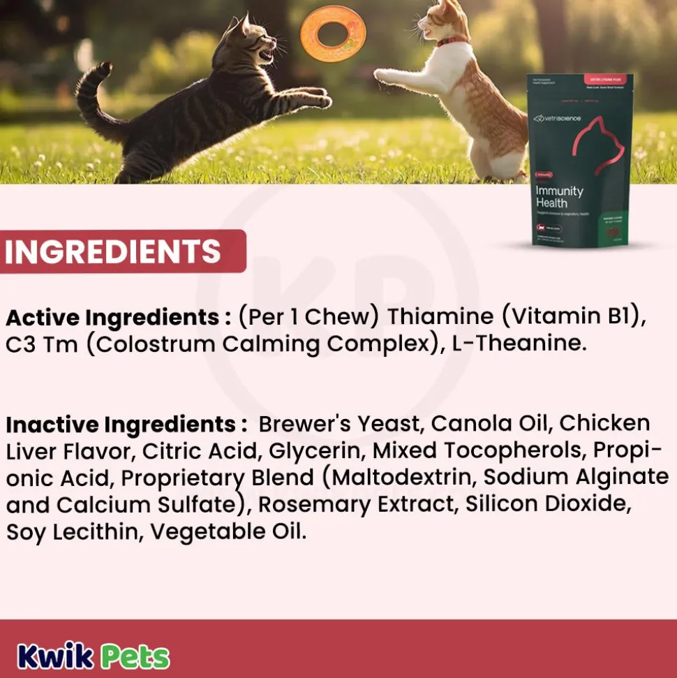 VetriScience Vetri Lysine Plus Immune & Respiratory Support Cat Chews 90 Count