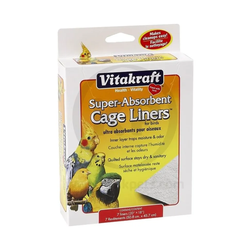 Vitakraft Super-Absorbent Cage Liners for Birds White 7 Count 20 in X 18 in